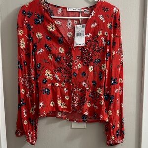 Mango Red Floral Blouse 0051